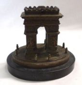A formerly Electroplated and Patinated Model of the Arc de Triomphe, with hinged compartmentalised