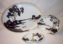 A Noritake Oval Tray; together with a further two-handled shaped Square Dish and a further