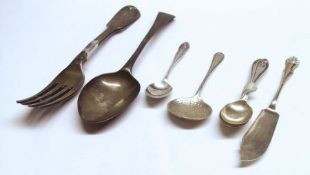 A Mixed Lot comprising: a Bottom Struck Tablespoon (repaired); together with a pair of Victorian