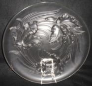 A Verilis French Glass Circular Charger, embossed with foliage, 14” diameter