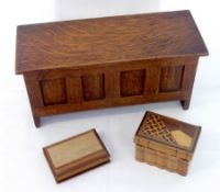 An Oak Apprentice’s Model of a Coffer, with plain top and four panel front; together with a