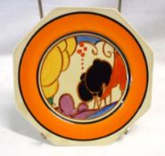 A Clarice Cliff small Octagonal Side Plate, decorated with the “Summerhouse” pattern, 5 ½” wide