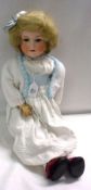 Armand Marseille Bisque Head Child Character Doll, Mould No 390, blue weighted sleep glass eyes with