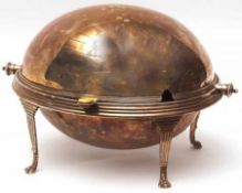 An early 20th Century Electroplated Serving Dish, of oval form, the hinged and domed cover of