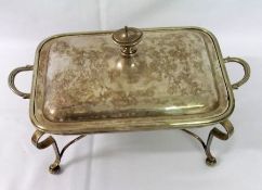 An early 20th Century Electroplated Heated Serving Dish, of rectangular form with lift-off cover,