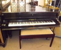 A John Broadwood & Sons Ebonised cased short Grand Piano, raised on heavy ring turned and balustered