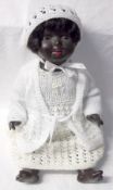 A Heubach Koppelsdorf Brown Bisque Head Doll, Mould No 300.3, fixed brown glass eyes with painted