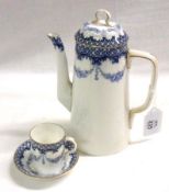 A Royal Worcester Coffee Set, comprising a Coffee Pot, six can-shaped Cups and Saucers, all