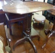 A Mahogany Pedestal Table, the octagonal top raised on a ring-turned column terminating in a