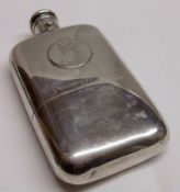 A Victorian Hip Flask of polished rectangular form, with press button clasp to cover and body with