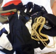 Box: St Johns Ambulance Uniform + some Military Caps, Swagger Stick etc