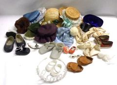 A small box containing a quantity of various Dolls Accessories, to include hats, shoes etc