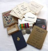 Group of three WWII Medals, Africa Star, Defence Medal and War Medal, mounted as worn + pair WWII