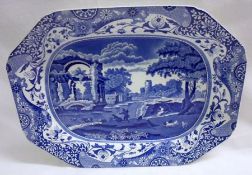 A Copeland Spode Italian Platter of canted rectangular form, typically printed in blue, blue printed