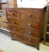 A 19th Century Mahogany Chest, with plain top over two short and three full width graduated drawers,