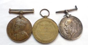 Great War British War Medal to 44104 Sapper D Hand RE + Great War Victory Medal to MS 1712 Private F