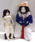 A mid-20th Century White Porcelain Head and Shoulder Plate Doll, features painted eyes and brows,