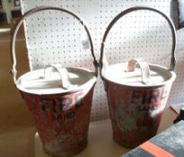 Two Edward VII period Painted Metal Fire/Sand Buckets, 18” tall (2)