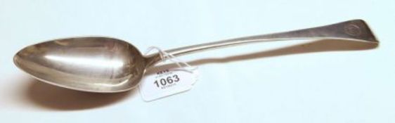 A George III Basting Spoon, Old English pattern with later initial and motto, length 11 ½”, London