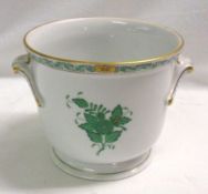 A Herend two-handled small Circular Planter of baluster form, decorated in green with sprigs and