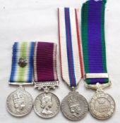 A pair of Miniatures, South Atlantic Medal with Rosette, Long Service and Good Conduct Medal Clasp