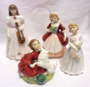 Four Royal Doulton Figures: “My First Pet” HN3122; “First Performance” HN3605; “Valerie” HN2107; “