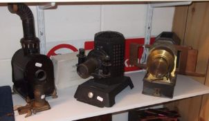 Three various Magic Lantern Slide Projectors (condition varies); together with a small box of