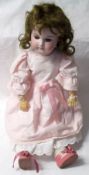 Armand Marseille DEP Bisque Head Child Character Doll, Mould No 1894, weighted blue sleep glass