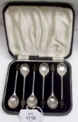 A Cased Set of six Elizabeth II Coffee Spoons, each of plain polished form with simulated coffee