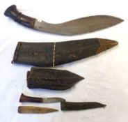 Gurka Kukri and Sheath with one small knife (damaged)