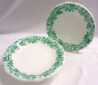 A Davenport part Dinner Service, the borders all printed in green with foliage comprising, five