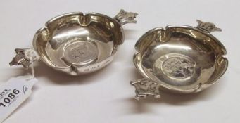 Two Edward VIII Dishes, each of lobed circular form with polished bodies and applied stylised
