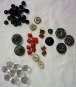 A large container of assorted era Glass Buttons of mixed style and manufacture