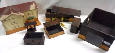 A small collection of mid-20th Century Tri-ang Farmyard Buildings and Accessories