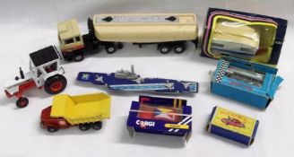 CORGI TOYS etc, eight various Corgi Toys etc Vehicles, including a “Guinness” Articulated Truck, and