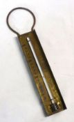 A Brass Mounted Kitchen Thermometer (A/F), with single scale brass body, ring suspension and