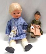 Two 1930s Celluloid Dolls, to include Child Character Doll with turtle mark to back of neck, fixed