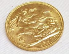 An Edward VII Gold Sovereign dated 1907