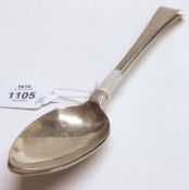 Two George III Tablespoons, bright cut Old English pattern with vacant cartouches (erased), length 8