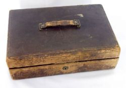 A late/early 20th Century Leather Cased Vintage Writing Box, fitted interior, the lid with secret