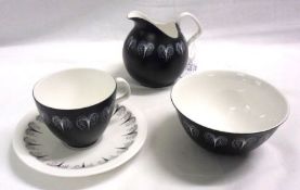 A Foley China part Tea Service, decorated with the “Domino” pattern by Hazel Thumpston, comprises