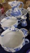 A Masons Ironstone extensive Toilet Set, printed throughout in blue with Kaolin and dragons etc in