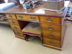 A late Victorian Mahogany Twin Pedestal Desk with Rexine inset, the frieze fitted with three drawers