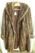 A Ladies 1950s Brown Marmot ¾ Length Fur Coat