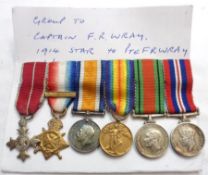 Group of six Miniatures, OBE, 1914 Star, Mons Clasp, British War Medal, Victory Medal, Defence Medal