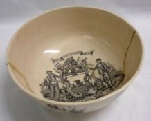 A Commemorative Circular Bowl, the centre printed en grisaille with “The Shipwrights Arms”, and