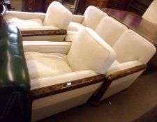 An Art Deco Period Painted Suite, comprising two single Chairs and a three-seater Sofa, all with