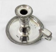 A mid-19th Century Old Sheffield Plated Chamber Stick, the saucer base (A/F and repaired) with