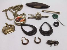 A bag of assorted Jewellery Items, including Fob Watch and Chain; Bar Brooches and oddments