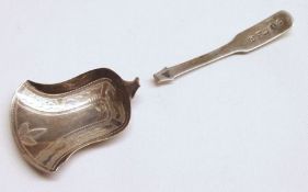 A late George III Caddy Spoon, shovel bowl with Fiddle pattern handle (A/F), Birmingham 1811,
